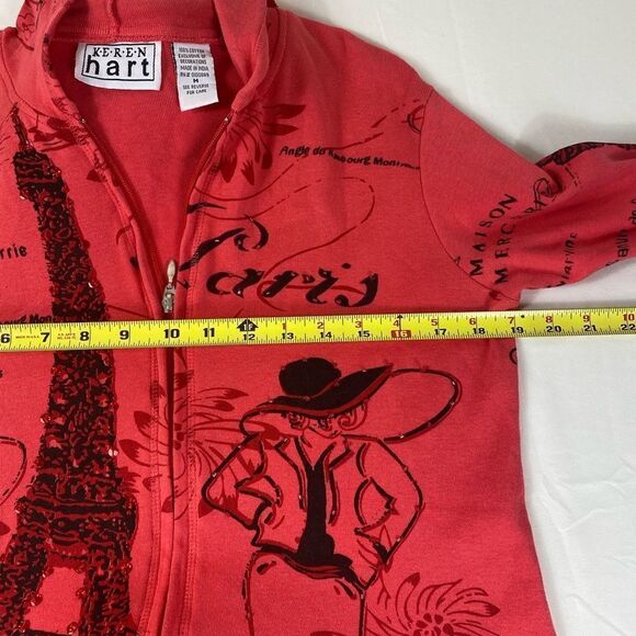 Keren hart M coral colored hoodie long sleeve Paris themed - Picture 4 of 7